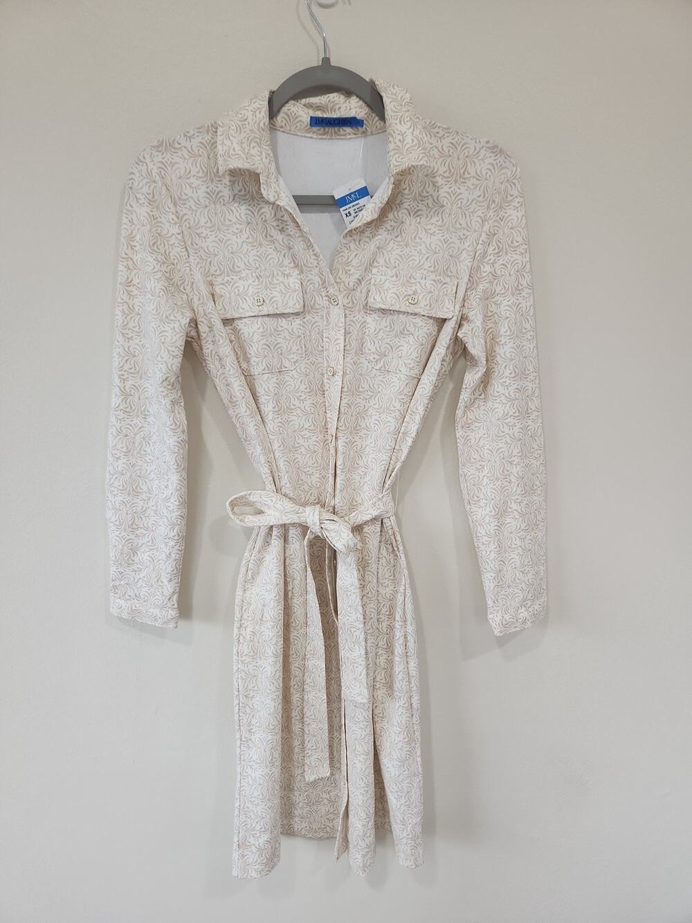 J McLaughlin Haarlem Dress ~ Size XS~ Tan Beige ~ New with Tags NWT Tie Waist